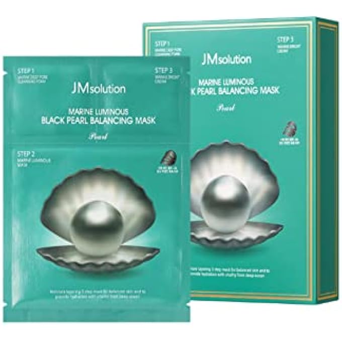 JMsolution MARINE LUMINOUS PEARL DEEP MOISTURE 3 STEP SKIN CARE FACE MASK - KOREAN SKINCARE FACIAL MASK - BOOSTING BRIGHTENING MOISTURIZING-10 SHEETS FOR DRY SKIN (BLACK PEARL) - Image 1